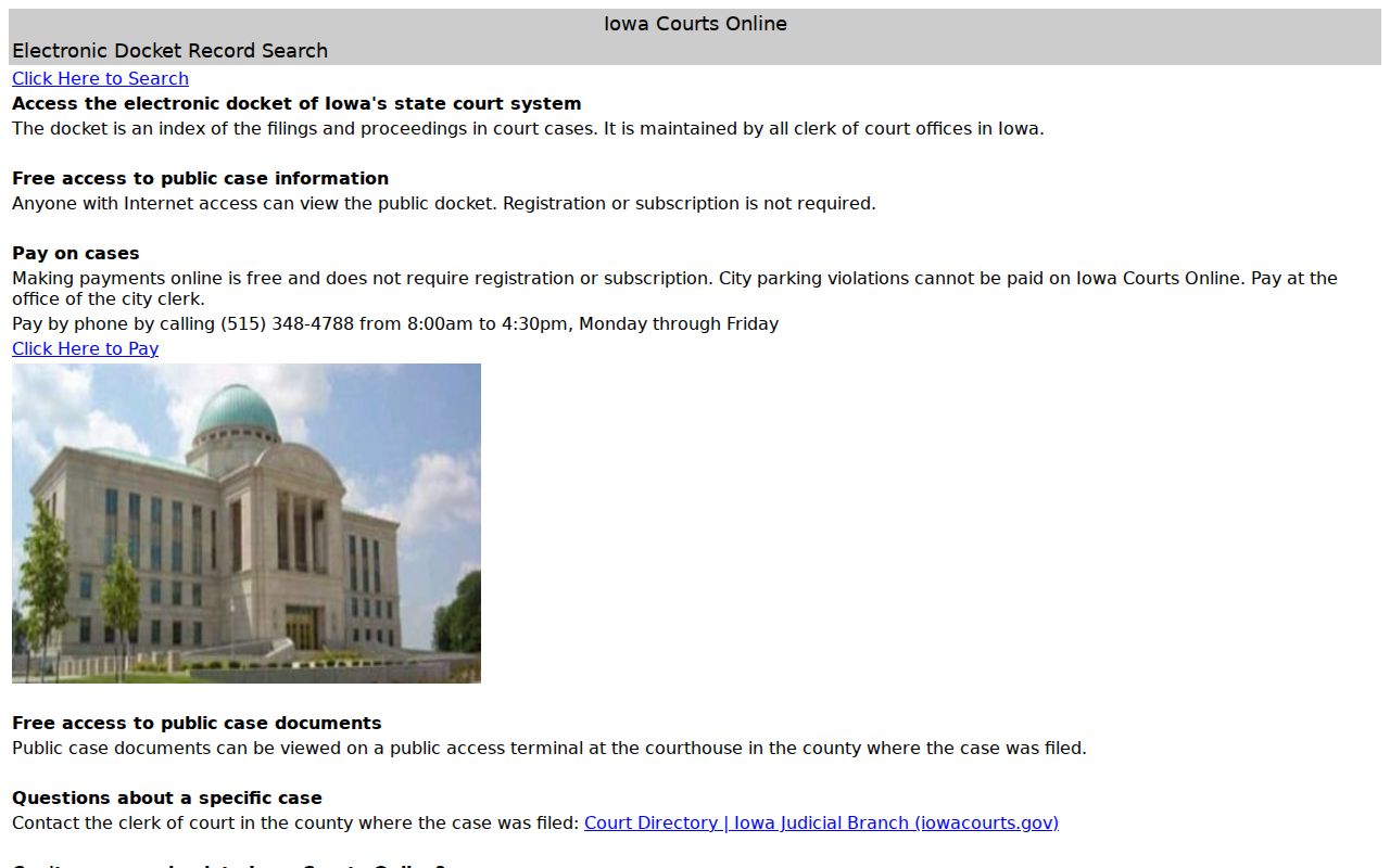 Plymouth County warrant records public Iowa court entry screen