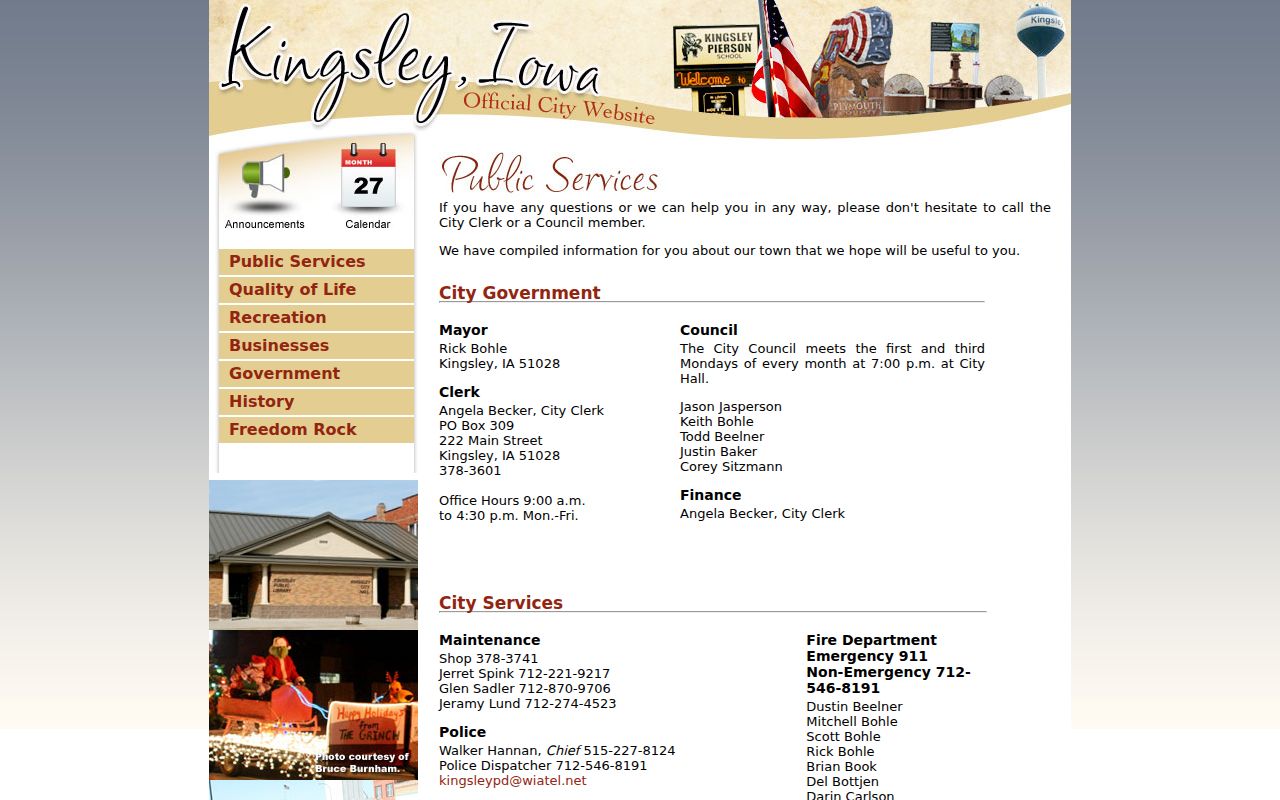 Kingsley Plymouth County warrant contacts